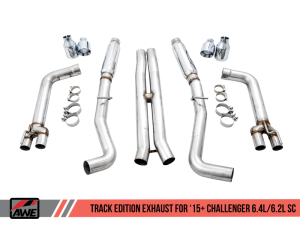 AWE Tuning - AWE Tuning 2015+ Dodge Challenger 6.4L/6.2L SC Track Edition Exhaust - Quad Chrome Silver Tips - Image 4