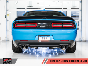 AWE Tuning - AWE Tuning 2015+ Dodge Challenger 6.4L/6.2L SC Track Edition Exhaust - Quad Chrome Silver Tips - Image 6