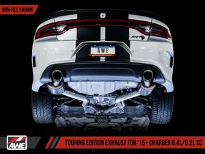 AWE Tuning - AWE Tuning 2015+ Dodge Charger 6.4L/6.2L SC Non-Resonated Touring Edition Exhaust - Silver Tips - Image 1