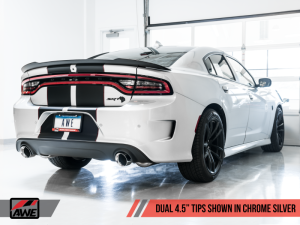 AWE Tuning - AWE Tuning 2015+ Dodge Charger 6.4L/6.2L SC Non-Resonated Touring Edition Exhaust - Silver Tips - Image 2