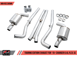 AWE Tuning - AWE Tuning 2015+ Dodge Charger 6.4L/6.2L SC Non-Resonated Touring Edition Exhaust - Silver Tips - Image 7
