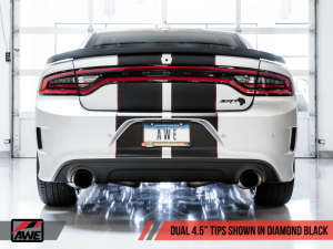 AWE Tuning - AWE Tuning 2015+ Dodge Charger 6.4L/6.2L Non-Resonated Touring Edition Exhaust - Diamond Blk Tips - Image 2