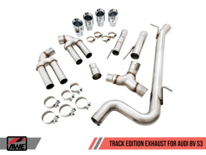 AWE Tuning - AWE Tuning Audi 8V S3 Track Edition Exhaust w/Chrome Silver Tips 102mm - Image 6