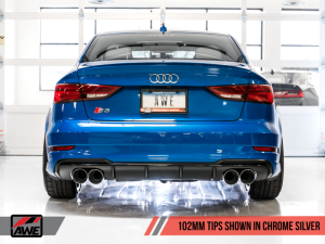 AWE Tuning - AWE Tuning Audi 8V S3 Track Edition Exhaust w/Chrome Silver Tips 102mm - Image 7