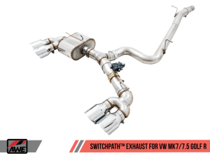 AWE Tuning - AWE Tuning Mk7 Golf R SwitchPath Exhaust w/Chrome Silver Tips 102mm - Image 3