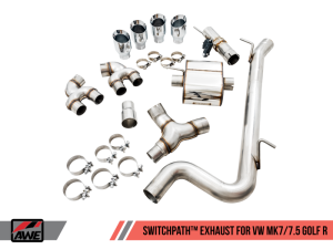 AWE Tuning - AWE Tuning Volkswagen Golf R MK7.5 SwitchPath Exhaust w/Chrome Silver Tips 102mm - Image 2