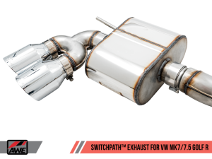 AWE Tuning - AWE Tuning Volkswagen Golf R MK7.5 SwitchPath Exhaust w/Chrome Silver Tips 102mm - Image 4
