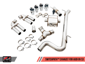AWE Tuning - AWE Tuning Audi 8V S3 SwitchPath Exhaust w/Chrome Silver Tips 102mm - Image 2