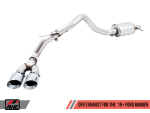 AWE Tuning - AWE Tuning 2019+ Ford Ranger 0FG Performance Exhaust System w/Chrome Silver Tips & Bash Guard - Image 1