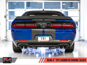 AWE Tuning - AWE Tuning 2017+ Dodge Challenger 5.7L Track Edition Exhaust - Chrome Silver Quad Tips - Image 6