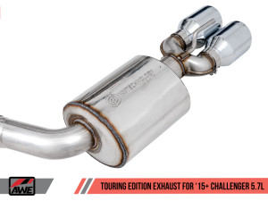 AWE Tuning - AWE Tuning 2017+ Challenger 5.7L Touring Edition Exhaust - Non-Resonated - Chrome Silver Quad Tips - Image 3
