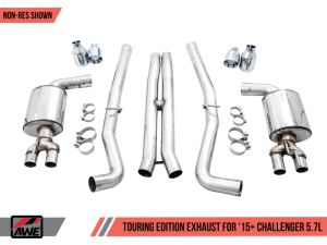 AWE Tuning - AWE Tuning 2017+ Challenger 5.7L Touring Edition Exhaust - Non-Resonated - Chrome Silver Quad Tips - Image 5