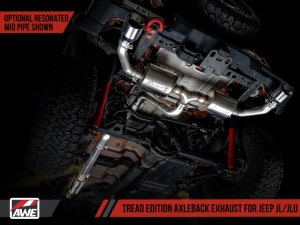 AWE Tuning - AWE Tuning 2018+ Jeep Wrangler JL/JLU Tread Edition Axle-Back Dual Exhaust - Chrome Silver Tips - Image 6