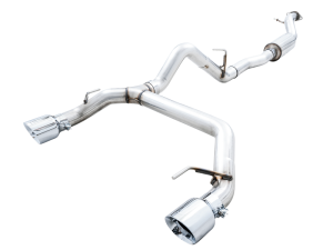 AWE Tuning - AWE Tuning 2021+ Ford Bronco 0FG Dual Rear Exit Exhaust w/Chrome Silver Tips & Bash Guard - Image 2