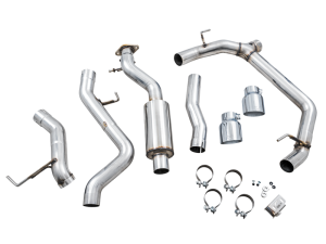 AWE Tuning - AWE Tuning 2021+ Ford Bronco 0FG Dual Rear Exit Exhaust w/Chrome Silver Tips & Bash Guard - Image 4