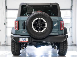AWE Tuning - AWE Tuning 2021+ Ford Bronco 0FG Dual Rear Exit Exhaust w/Chrome Silver Tips & Bash Guard - Image 6