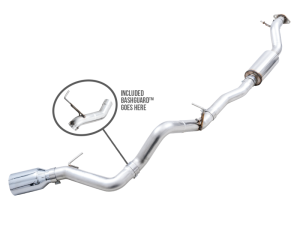 AWE Tuning - AWE Tuning 2021+ Ford Bronco 0FG Single Rear Exit Exhaust w/Chrome Silver Tip & Bash Guard - Image 1